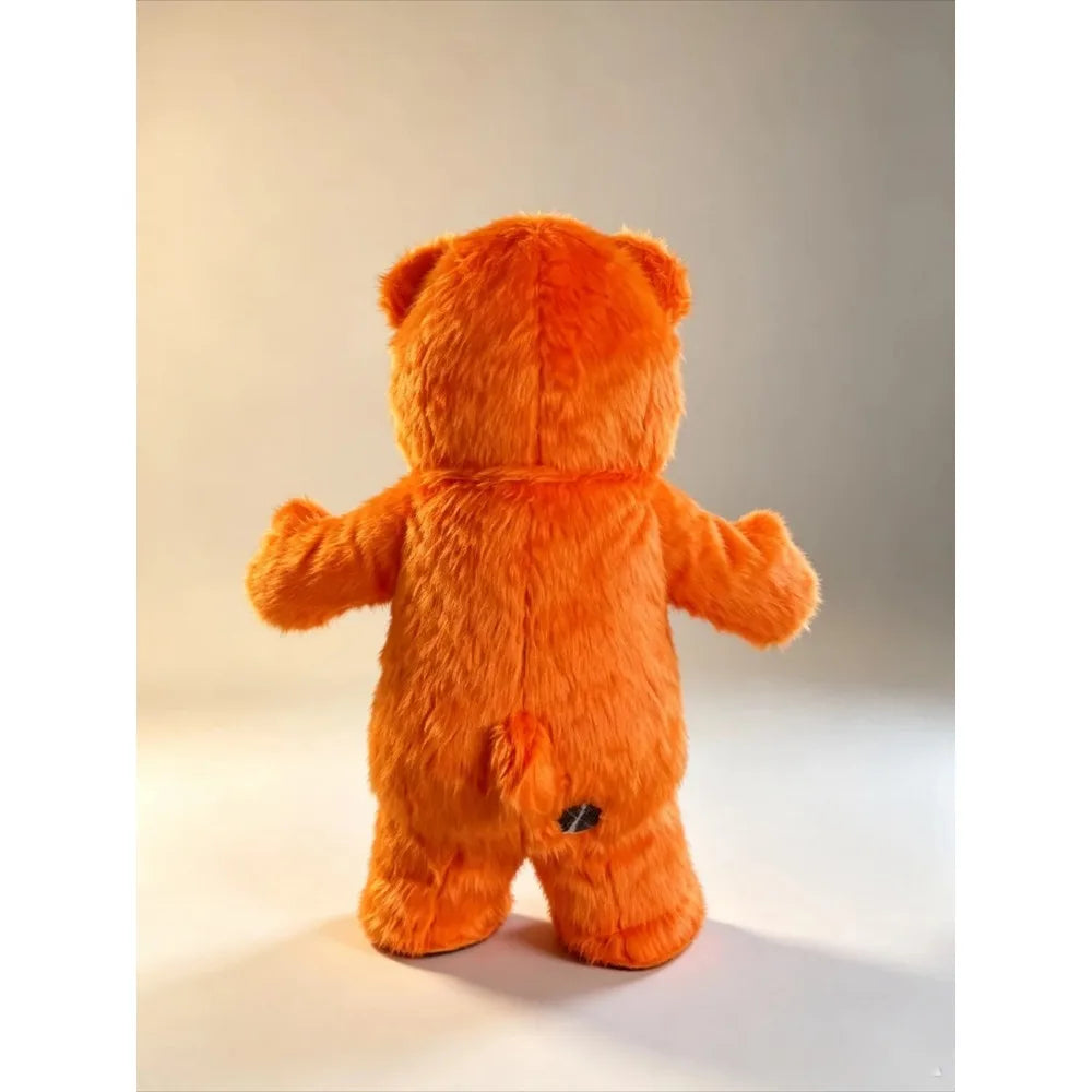 Inflatable Orange Bear Mascot Costume Full Body Suit for Halloween Party Event Performance No Battery No Charger