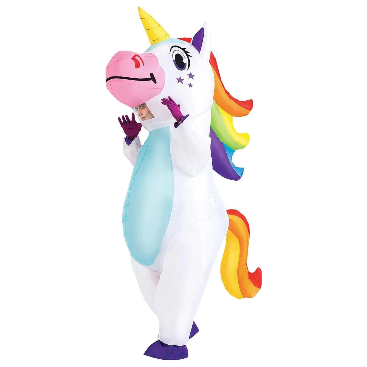 Inflatable Unicorn Costume Adult Halloween Blow‑up Fancy Dress Cosplay Outfit for Carnival Party