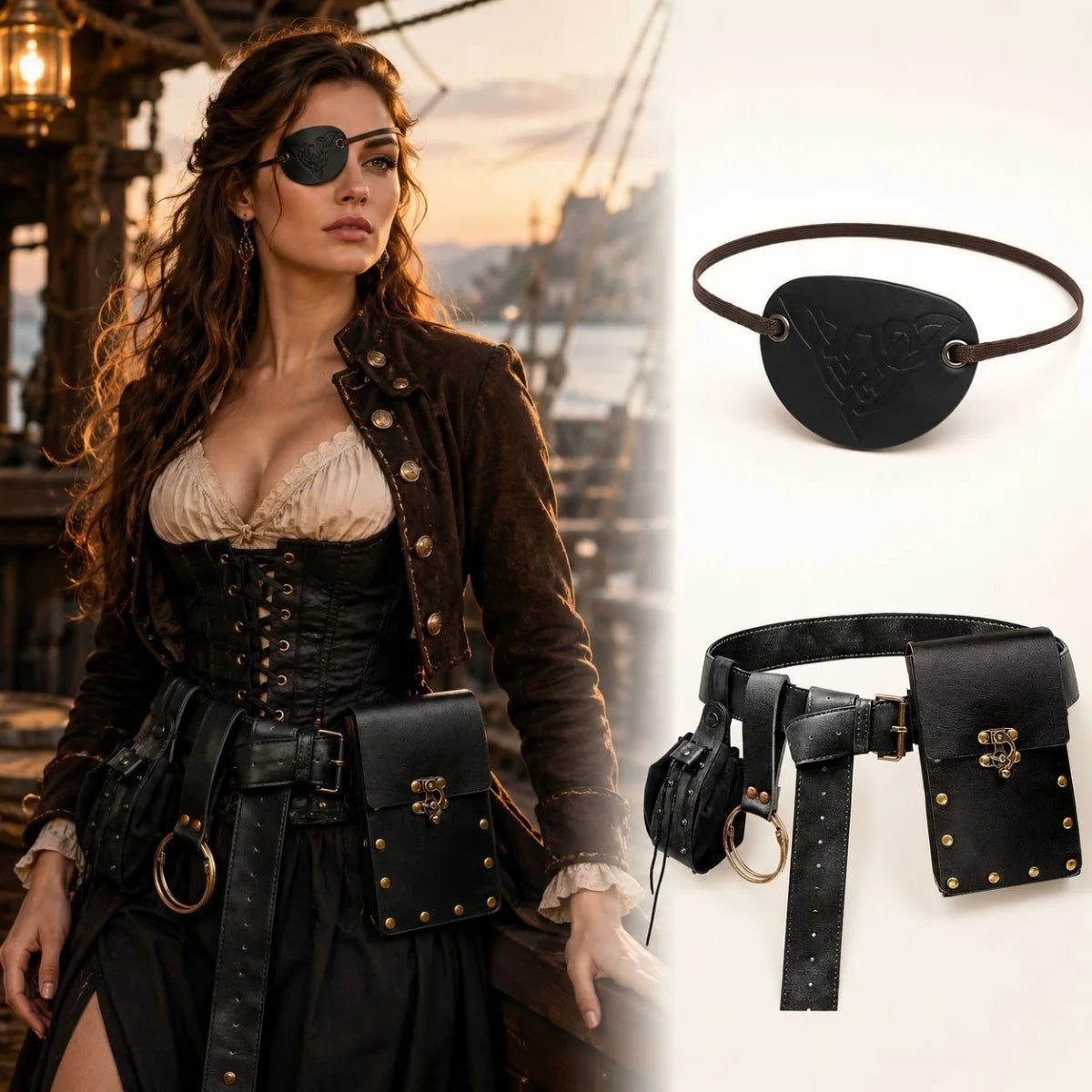 Medieval Retro Belts, Pouches, Eye Mask, Flask Hooks, Renaissance Costume Additions, for Halloween Costume Additions