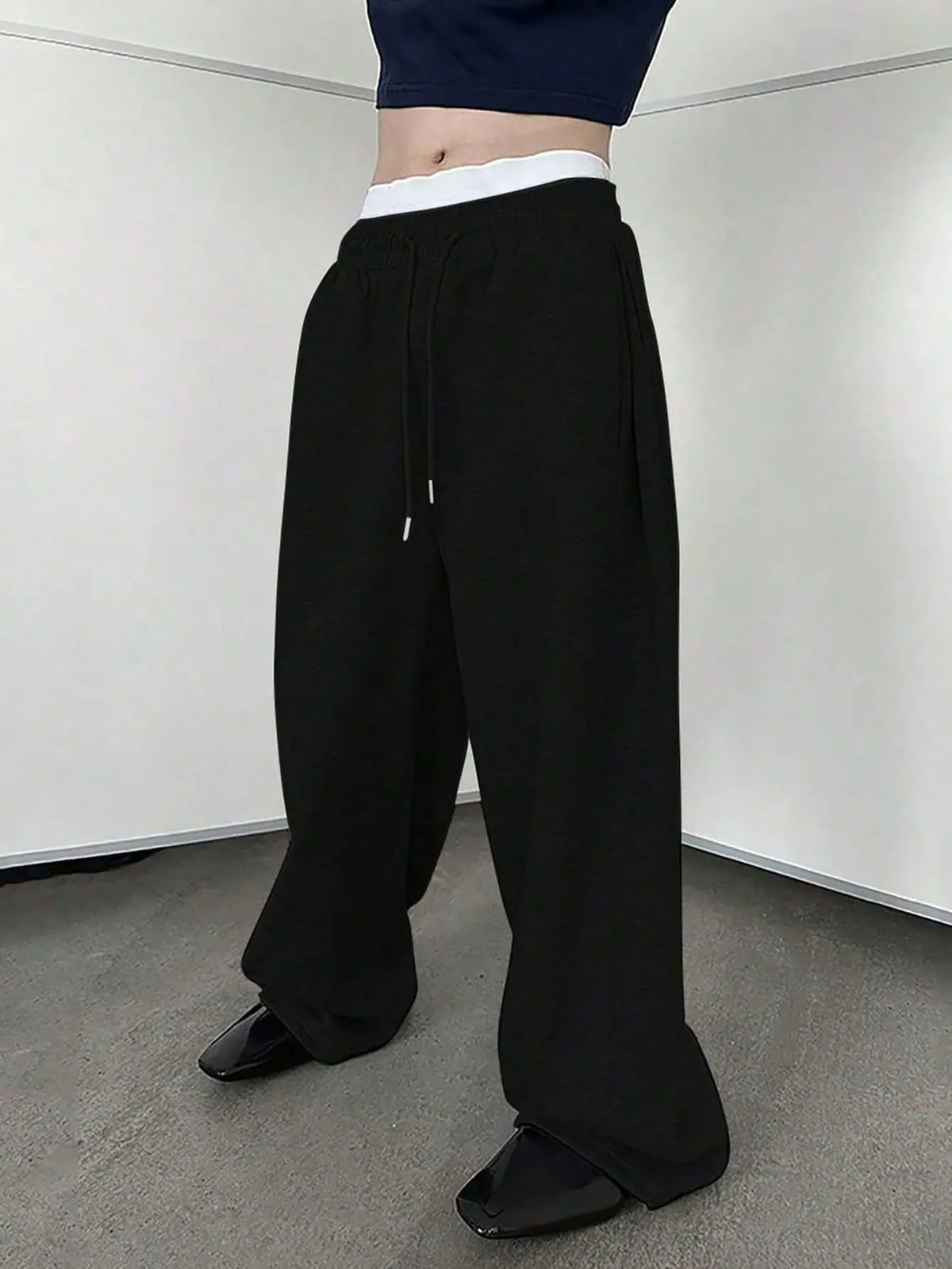 2025 men's wide leg sweatpants, European and American men's and women's sweatpants, waist drawstring straight leg loose casual s