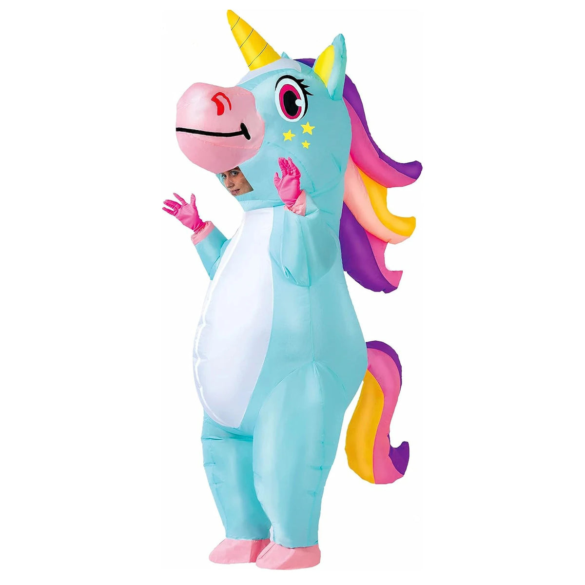 Inflatable Unicorn Costume Adult Halloween Blow‑up Fancy Dress Cosplay Outfit for Carnival Party