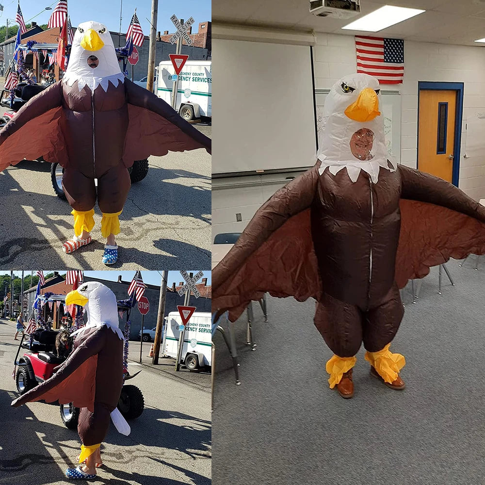2026 Halloween Adult Inflatable Bald Eagle Costume Air Blow Up Suit for Independence Day Party